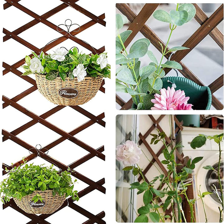 KAZITOO Garten-Rankgitter aus Holz, erweiterbarer Pflanzenzaun mit 5 S-Haken, Faltbarer Hängerahmen,