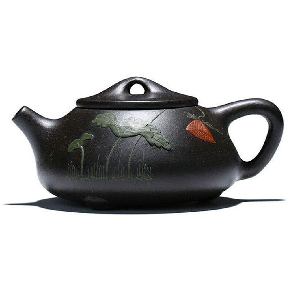Teekanne, 227 ml, chinesischer Yixing, echter schwarzer Tonerde, Zisha Shipiao 8oz 240ml color flowe