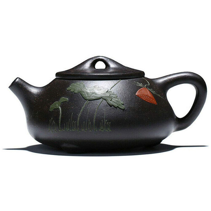 Teekanne, 227 ml, chinesischer Yixing, echter schwarzer Tonerde, Zisha Shipiao 8oz 240ml color flowe