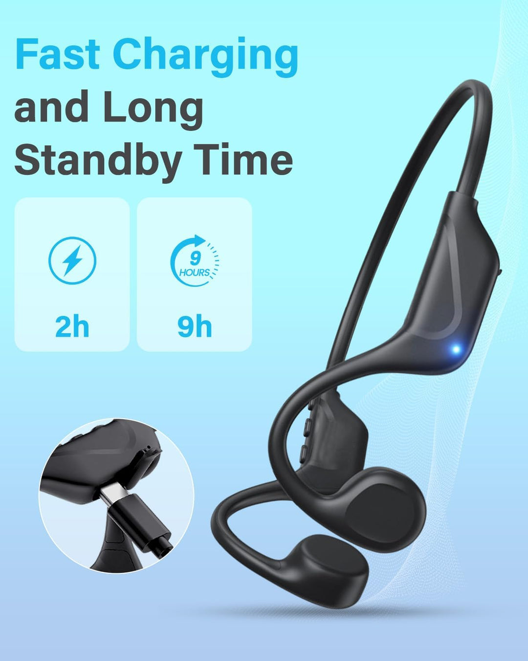 Sehawei Knochenschall Kopfhörer Bluetooth,2025 Upgrade Kopfhörer Kabellos 5.4 Bone Conduction Headph