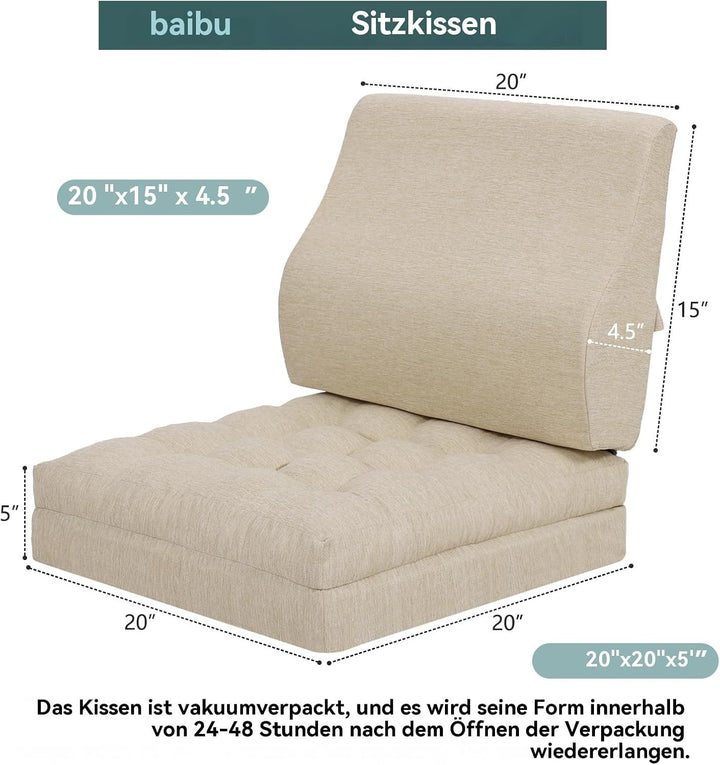 Shinnwa Memory Foam Fernsehsessel Sitzkissen mit Rückenkissen für ältere Menschen, 50x50x12.7CM Dual