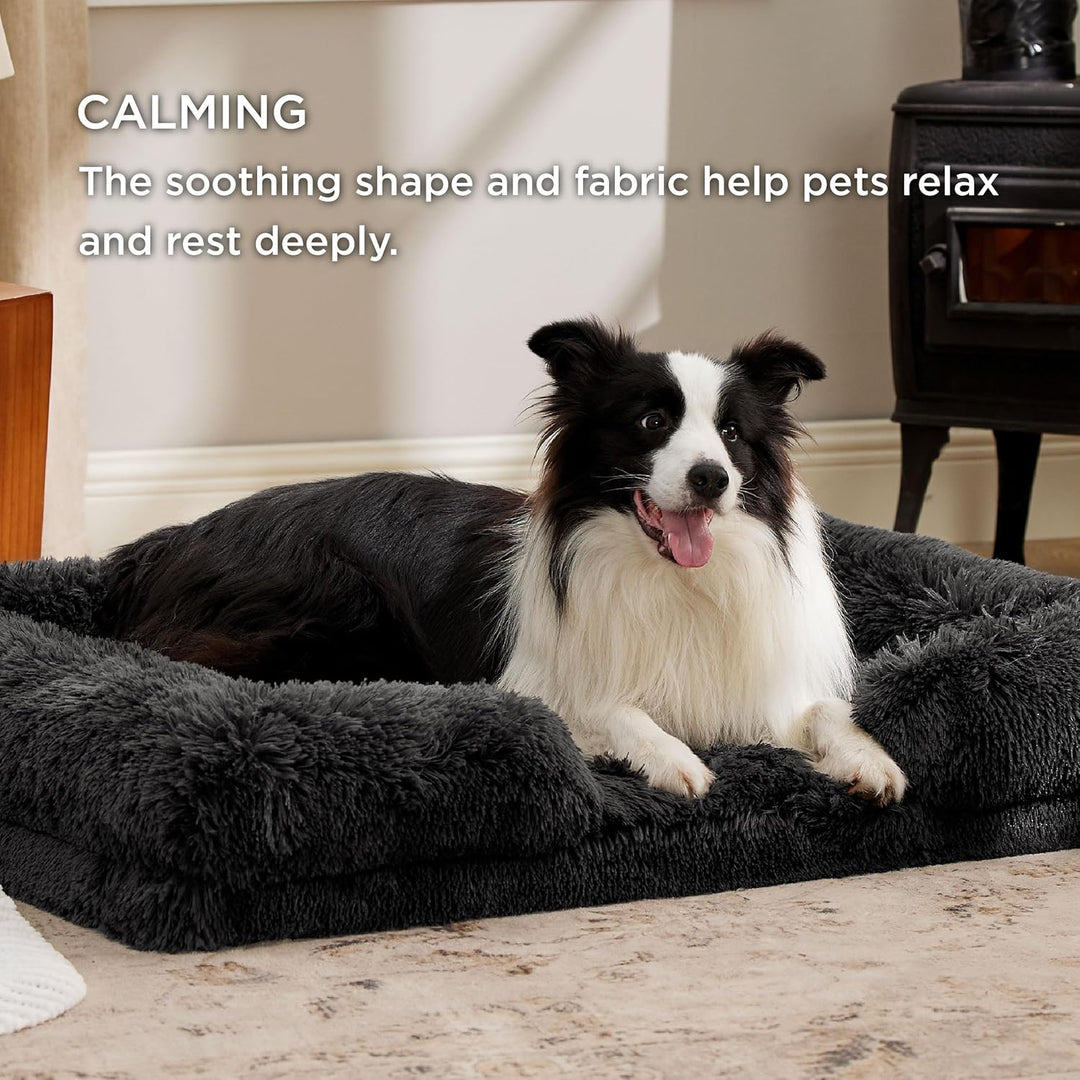 BEDSURE orthopädisches Hundebett Ergonomisches Hundesofa - 89x63 cm Hundecouch mit eierförmiger Kist