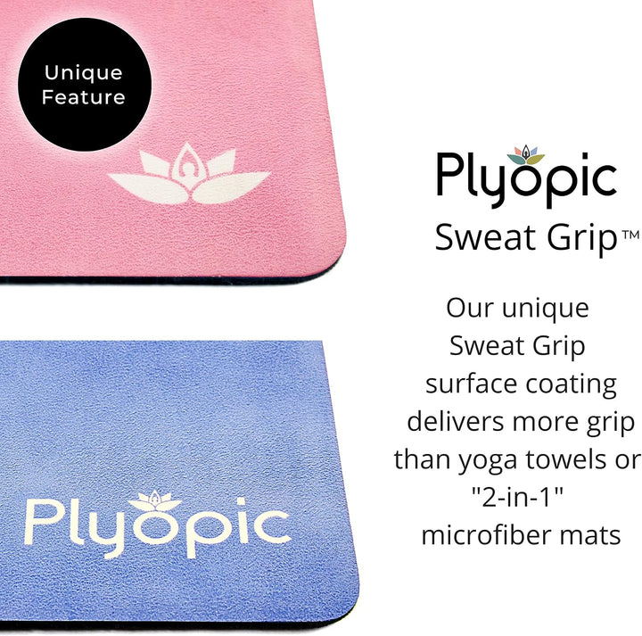 Plyopic All-In-One Yoga-Matte – Rutschfest auch bei Schweiss | Premium Matte mit Sweat-Grip Oberfläc