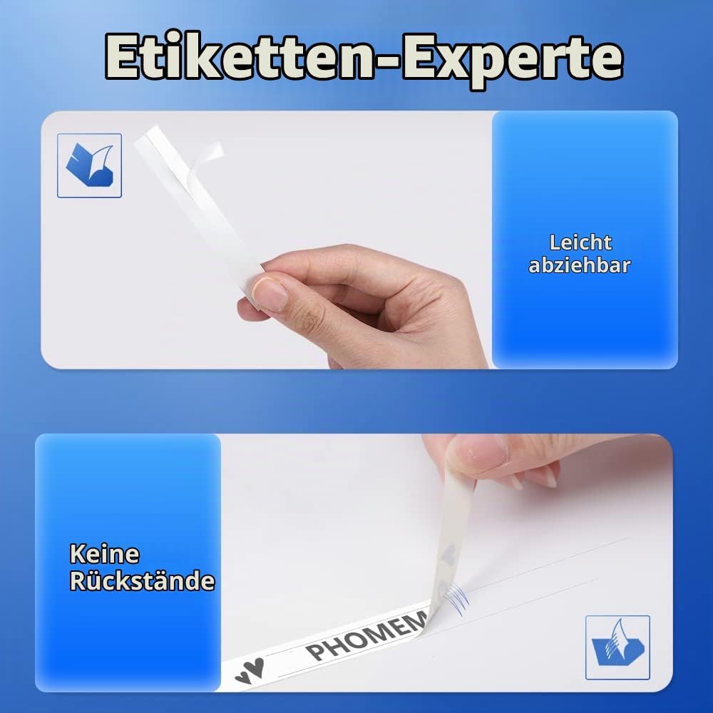 10x Phomemo P12 Original Thermotransfer-Etiketten 12mm x 4m Mehrfarbig Q5-131/Q5-231/Q5-334/Q5-335/Q