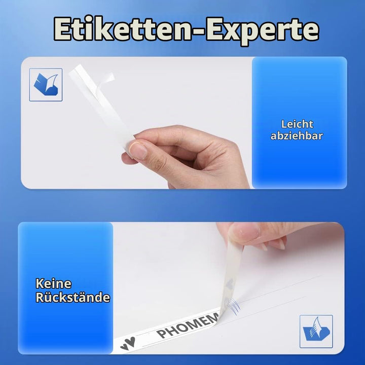 10x Phomemo P12 Original Thermotransfer-Etiketten 12mm x 4m Mehrfarbig Q5-131/Q5-231/Q5-334/Q5-335/Q