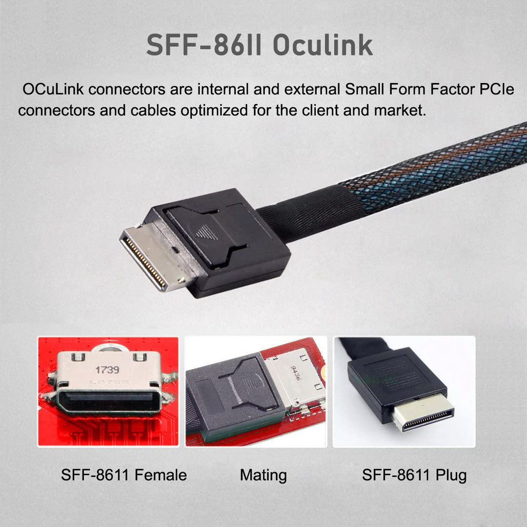 CY Slimline Kabel OcuLink PCIe PCI-Express SFF-8611 4i auf SFF-8654 SSD Datenaktivkabel 50cm Black 8
