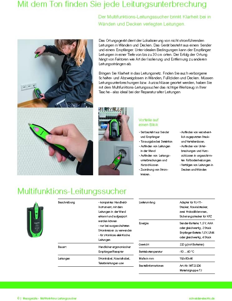 Schneider Electric - Thorsman Multifunktions Kabelsucher, Präzise Leitungsortung von Telefon- bis Fa