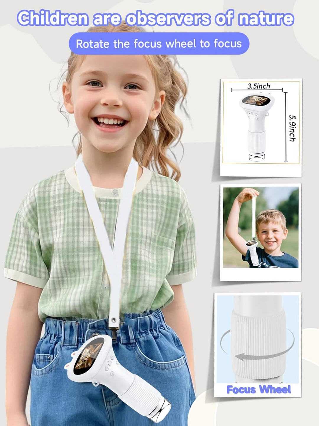 Mikroskop für Kinder, Digitales Taschenmikroskop mit 2,0" IPS-Bildschirm Lupe 200x Vergrösserung, 8