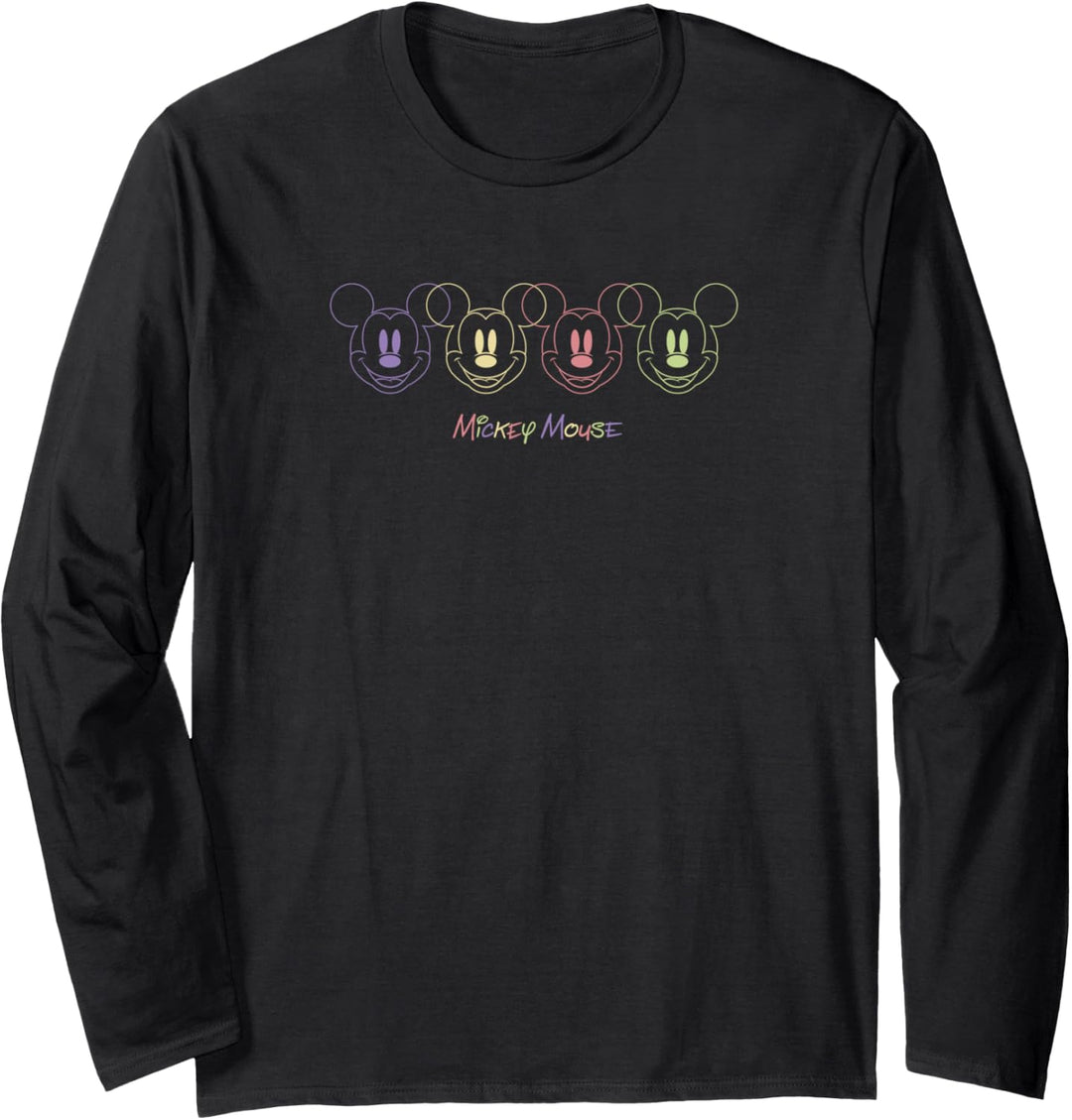Disney Mickey Mouse Colorful Outline Logo Langarmshirt