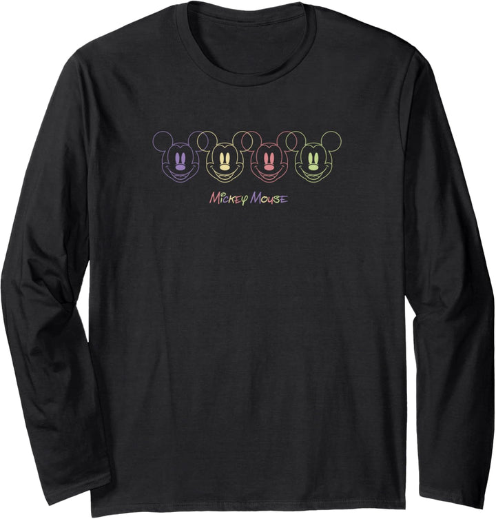 Disney Mickey Mouse Colorful Outline Logo Langarmshirt