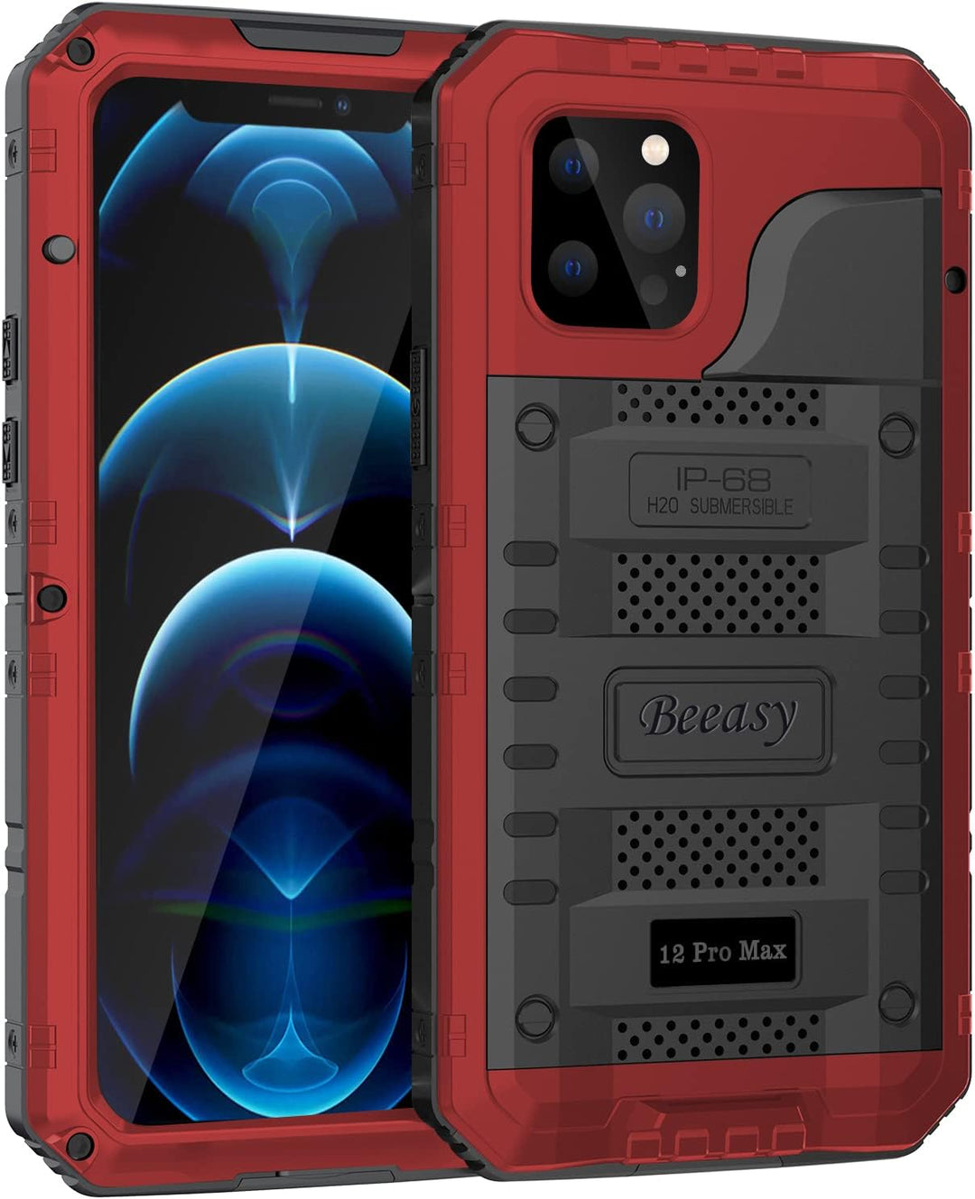 Beeasy für iPhone 12 Pro Max Wasserdicht Outdoor Hülle (6,7"), Stossfest Panzerhülle Militär 360 Gra