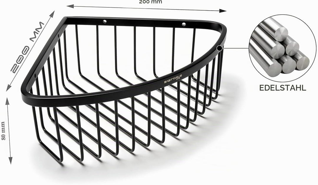 80S1 Shower Shelf – Duschkorb Ecke aus Edelstahl – 8cm Tiefer Duscheckregal Chrom – Rostfrei &amp; Moder