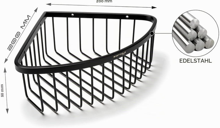 80S1 Shower Shelf – Duschkorb Ecke aus Edelstahl – 8cm Tiefer Duscheckregal Chrom – Rostfrei &amp; Moder