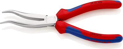 Knipex Mechanikerzange verchromt, mit Mehrkomponenten-Hüllen 200 mm 38 35 200 gekröpfte, flach-runde