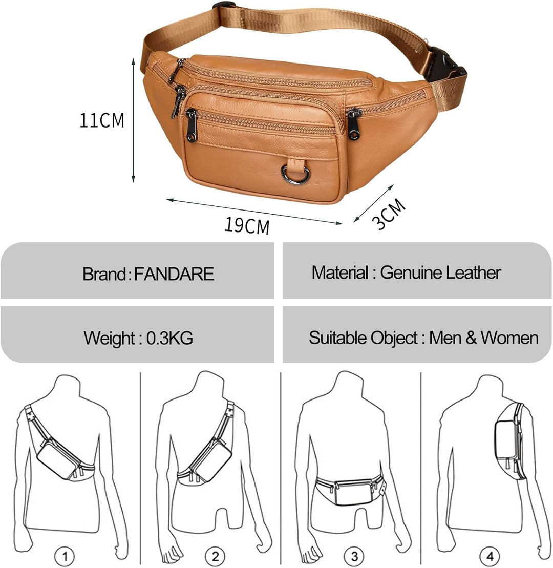FANDARE Bauchtasche Brusttasche Gürteltasche Hüfttasche Sport Leder Sling Bag Damen Umhängetaschen H