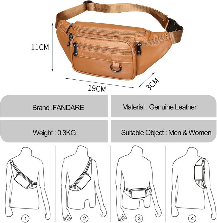 FANDARE Bauchtasche Brusttasche Gürteltasche Hüfttasche Sport Leder Sling Bag Damen Umhängetaschen H