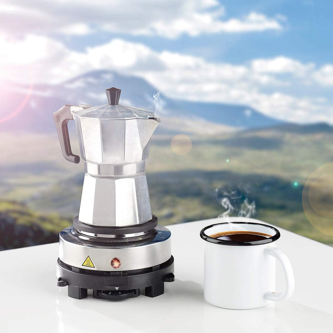 Rosenstein & Söhne Heizplatte: Elektrische Mini-Einzel-Kochplatte & Espresso-Kocher, 500 W, 3 Tassen