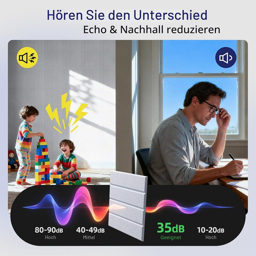 Vieshful 10 Stück Akustikpaneele Selbstklebend – 30x30x1cm Schallschutzplatten &amp; Wandpaneele selbstk