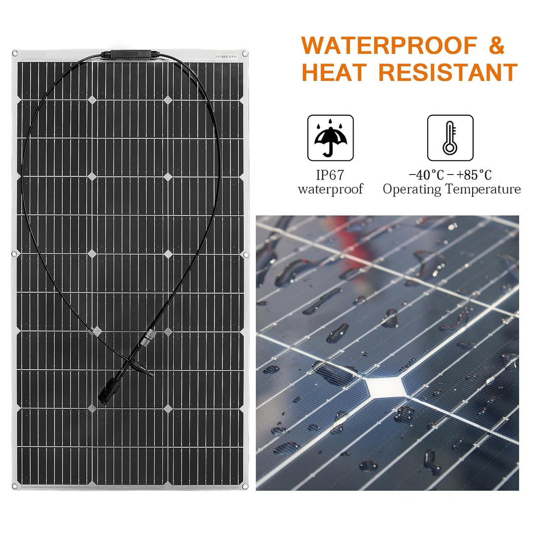 200W 12V Solarpanel Flexibel 2x100W 18V Monokristalline Photovoltaik Solarmodule für 12V/24V Batteri