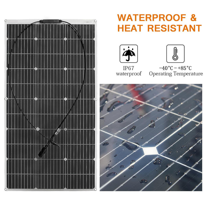 200W 12V Solarpanel Flexibel 2x100W 18V Monokristalline Photovoltaik Solarmodule für 12V/24V Batteri