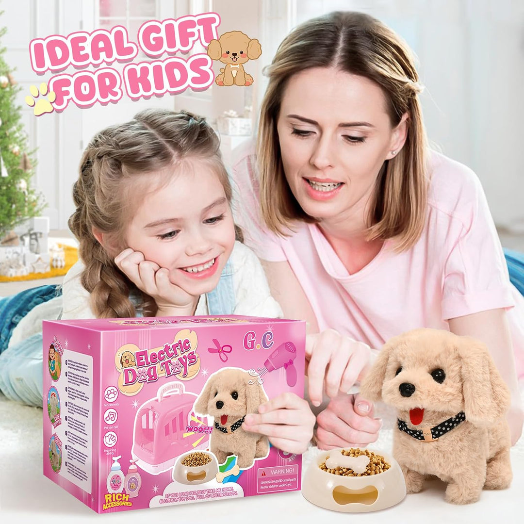 G.C Hund Spielzeug Kinder Interaktives Plüsch Hund mit Leine der Läuft und Bellt Schwanzwedeln Kusch