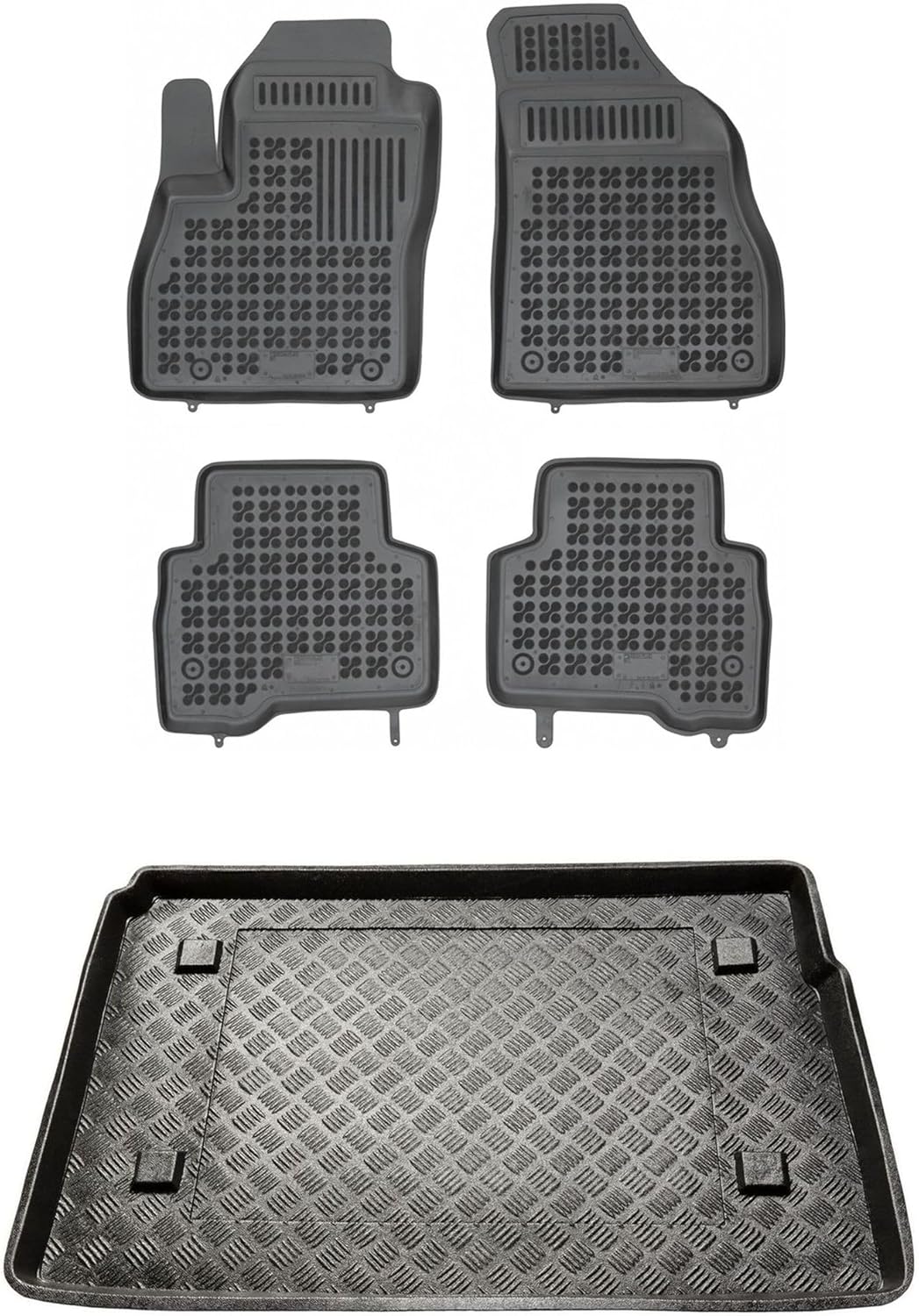 M MOTOS Satz Gummifussmatten und PE Kofferraumwanne für FIAT Fiorino III 2007-2020 - Verbessern Sie