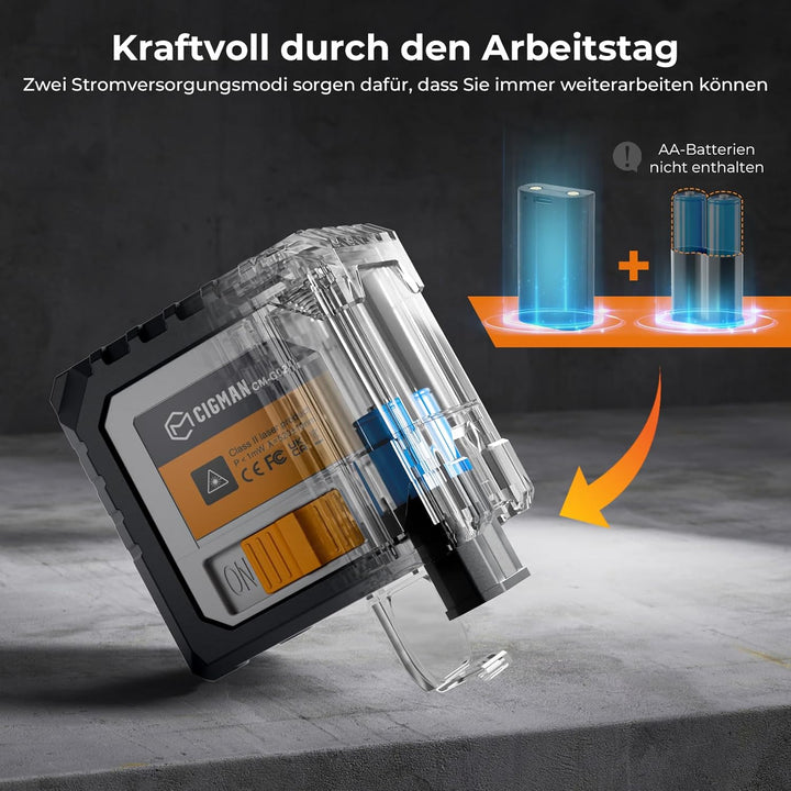 CIGMAN Kreuzlinienlaser Laser Wasserwaage,mit aufladbarem Akku,Linienlaser und grün selbstnivelliere