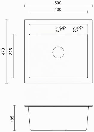 VBChome Spülbecken 50 x 47 cm Beige Spüle Einzelbecken Küche Einbauspüle Verbundspüle Küchenspüle ge