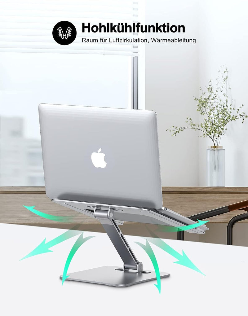 Glangeh Laptop Ständer Aluminium, Höhenverstellbar Laptop Stand aus Ergonomischer, Belüfteter Laptop