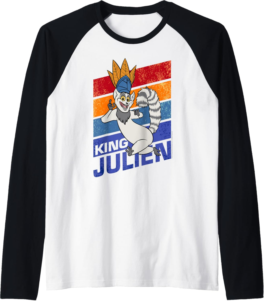 Madagascar King Julien Striped Portrait Raglan