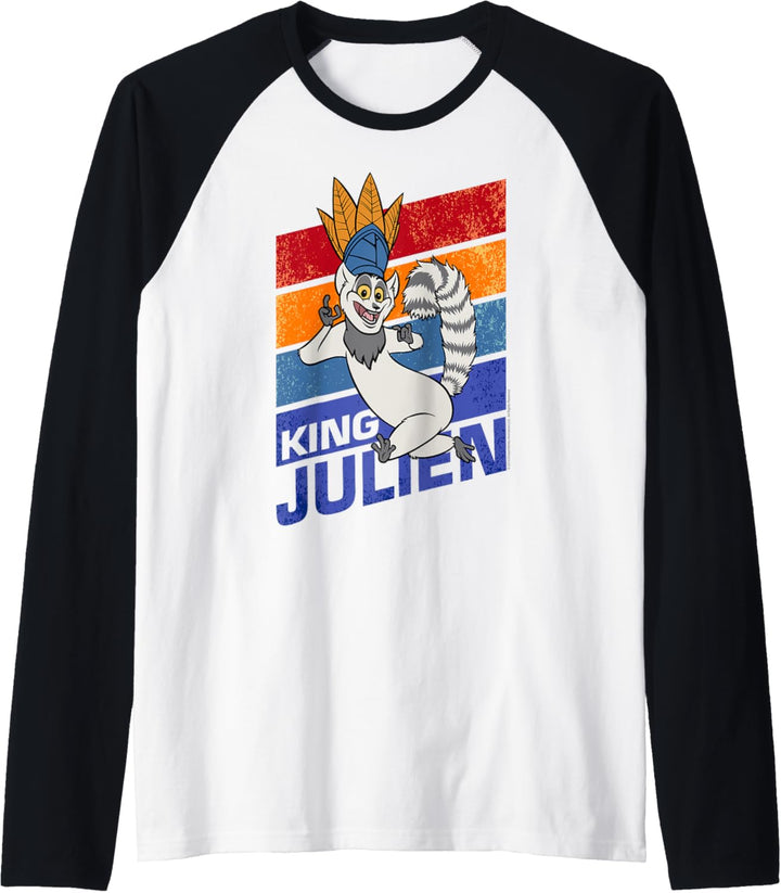 Madagascar King Julien Striped Portrait Raglan