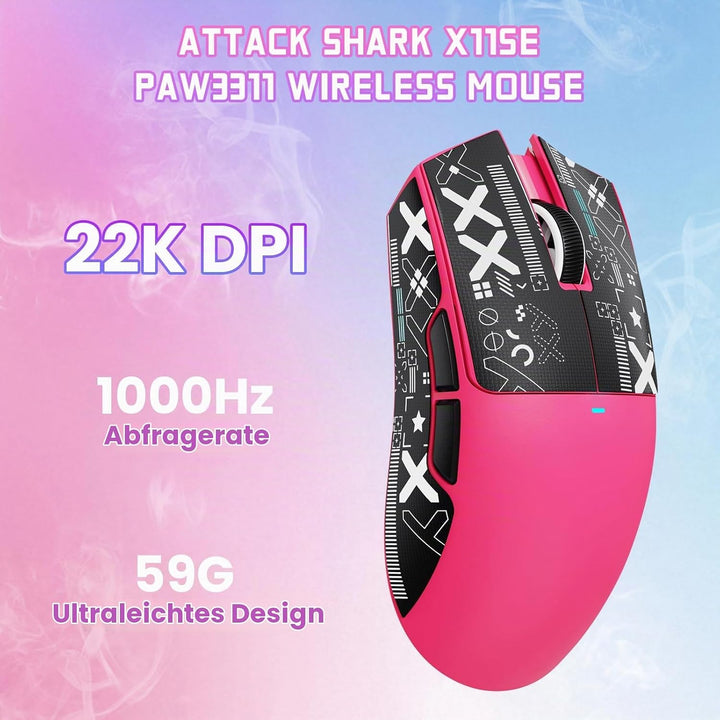 ATTACK SHARK X11 SE Kabellose Gaming-Maus, PixArt PAW3311 Gaming-Sensor, BT/2.4G Wireless/Kabelgebun