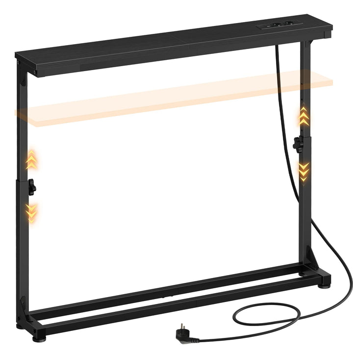 HOOBRO Schmaler Konsolentisch (15 cm breit), höhenverstellbar (63,5-83,5 cm), Sofatisch mit Ladestat