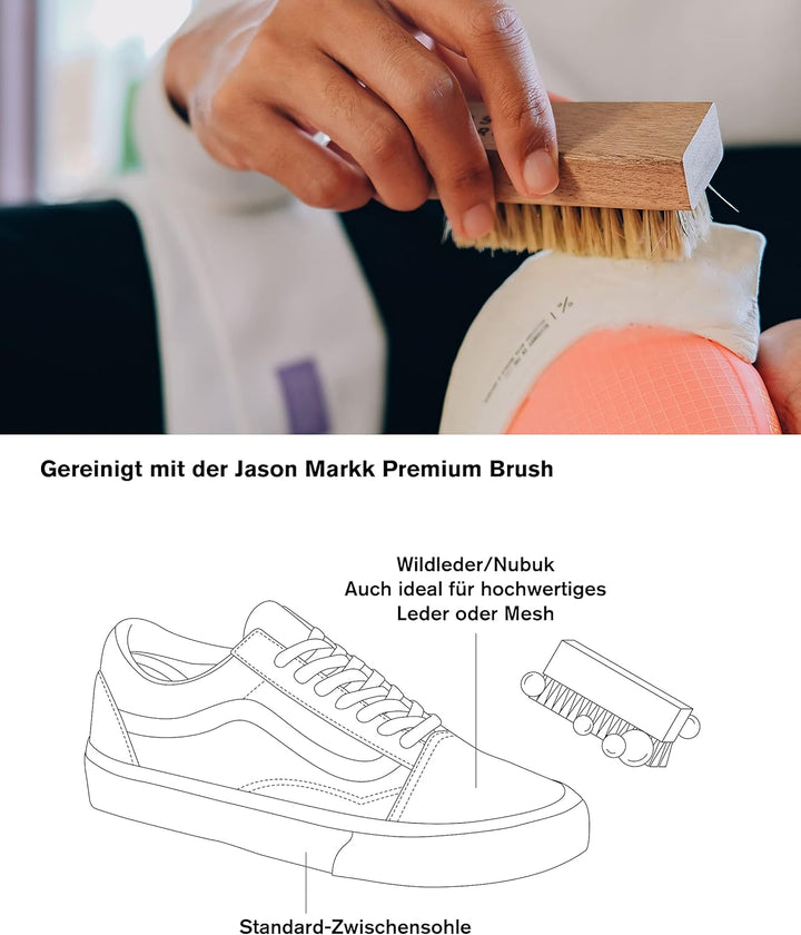 Jason Markk Schuhbürste und 8oz/236ml Tiefenreiniger im Set - Zur Reinigung und Pflege von Schuhen u