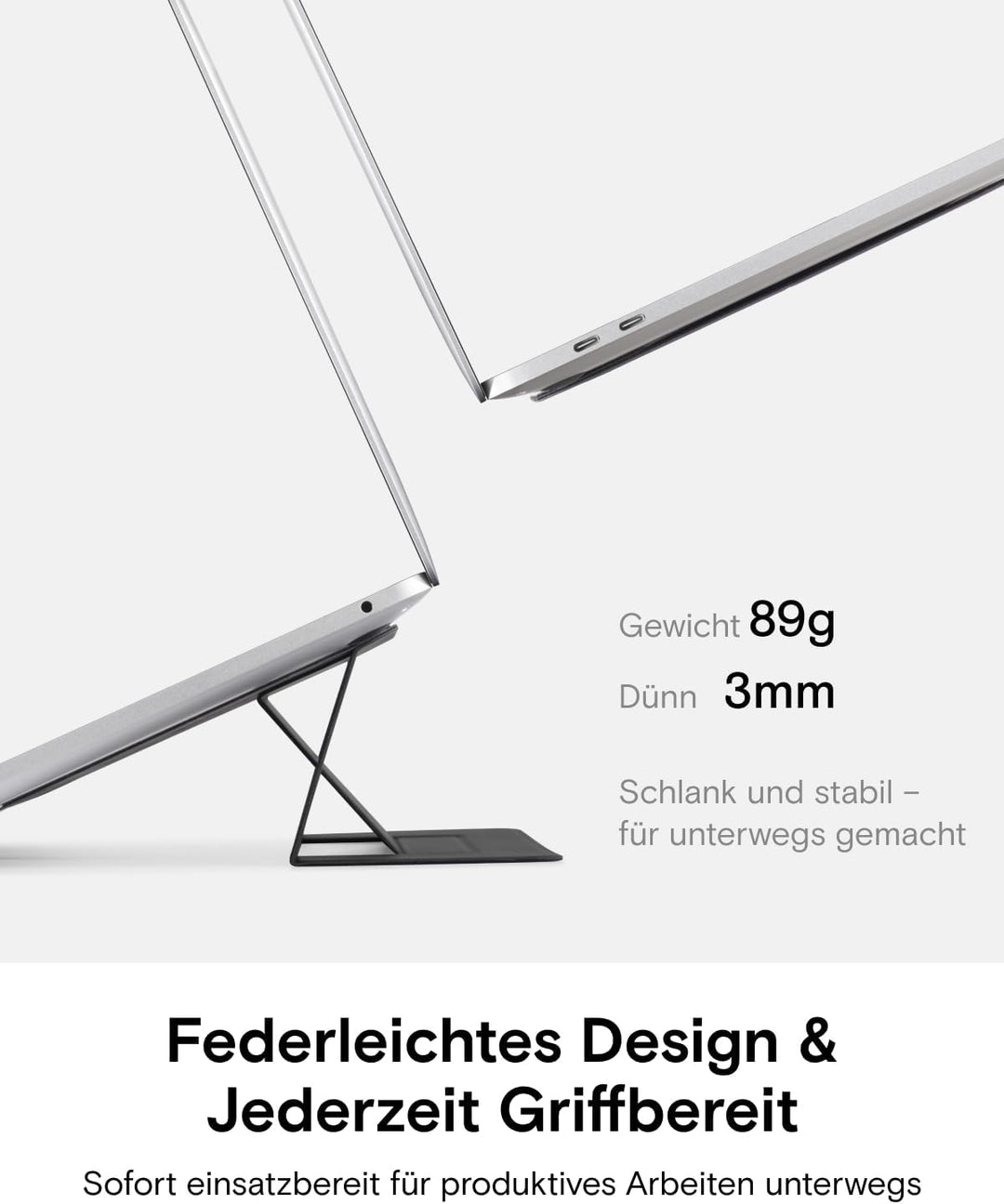 MOFT Unsichtbarer Schlanker Laptop Ständer, Selbstklebend und Faltbar Stand, Höhenverstellbar Notebo