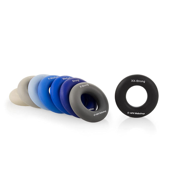 AFH Webshop 8er Spar Set | Silikon Handtrainer und Fingertrainer | runder Handgriff Trainer | ergono