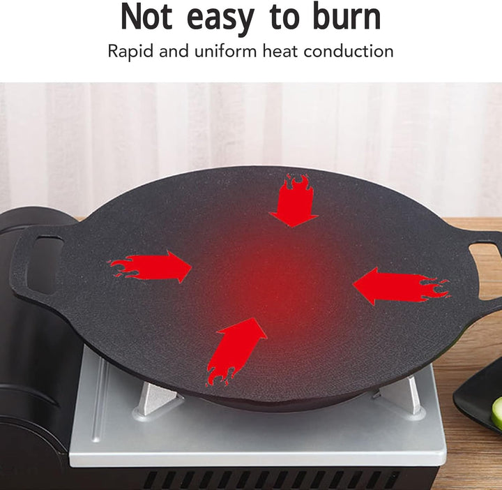 Buachois Grillpfanne, Ø29 cm/11.4 Zoll Koreanische Grillplatte, Outdoor BBQ Runde Pfanne mit Antihaf