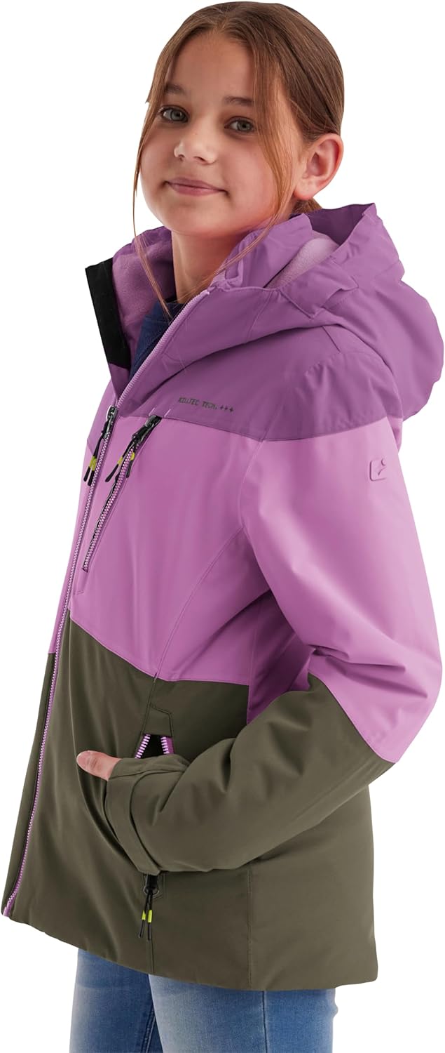 Killtec Mädchen Kow 170 Grls Jckt Funktionsjacke mit Kapuze und Schneefang/Outdoorjacke ist wasserdi