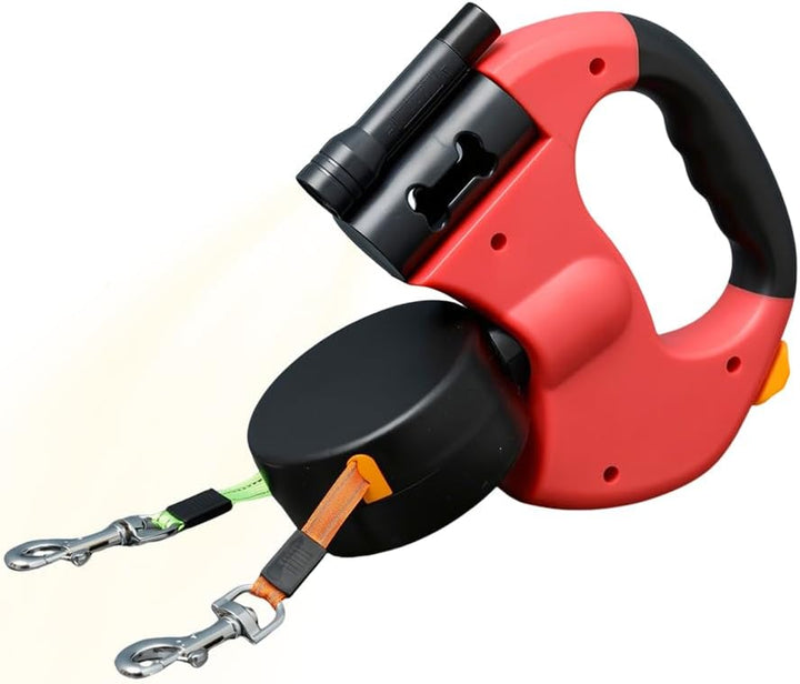 3m Hundeleine Doppelleine für 2 Hunde, Rollleine Einziehbare Hundeleine mit LED Licht, Automatische