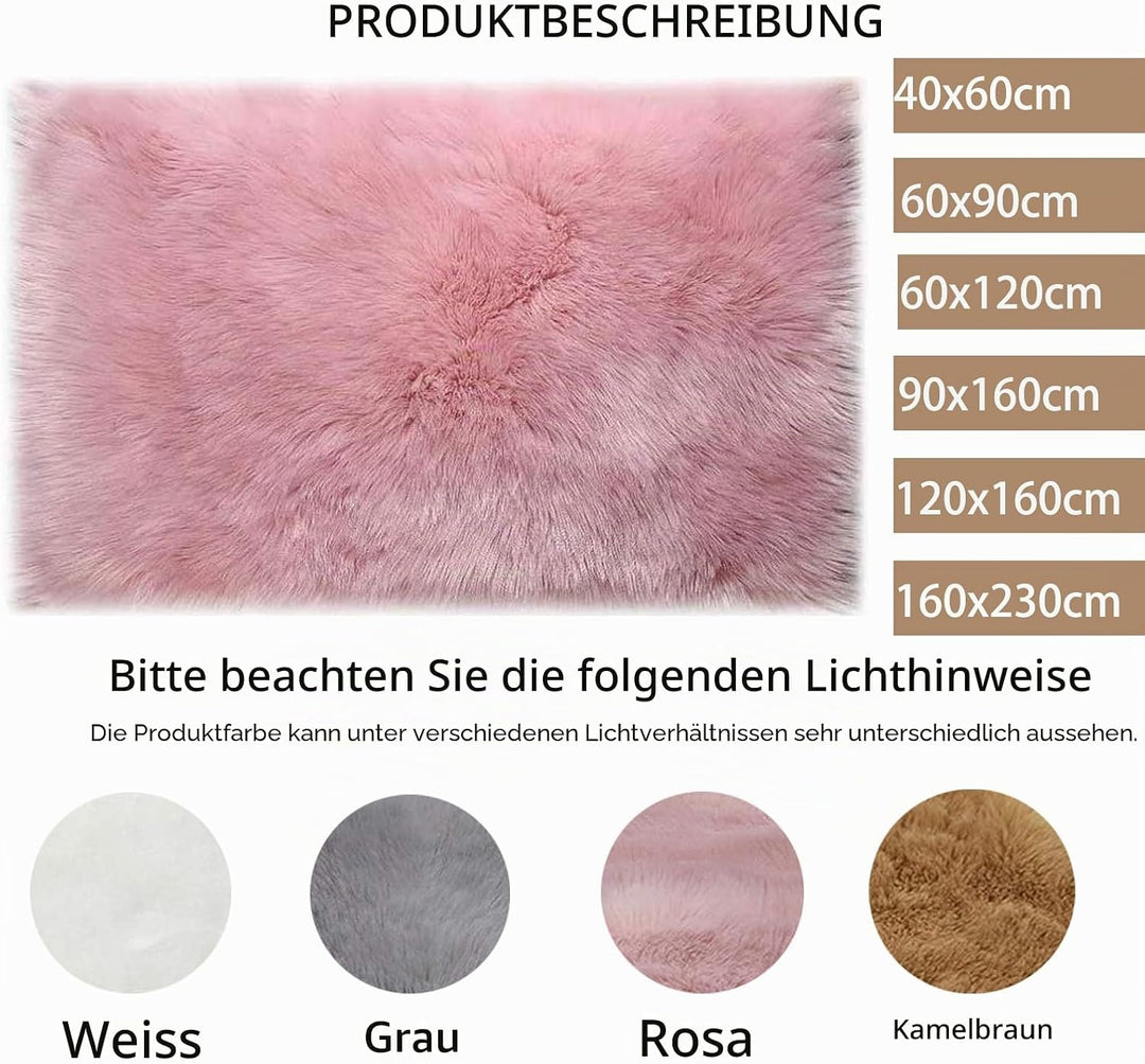 HARESLE Longhair Fell Teppich Waschbar Teppich,Soft Area Rug Schlafzimmer Kunstfell Shaggy TeppichRo