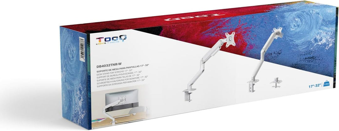 TOOQ DB4032TNR-W - Einarmiger, neig- und schwenkbarer Tischständer für 17"-32" Zoll Bildschirme, ein