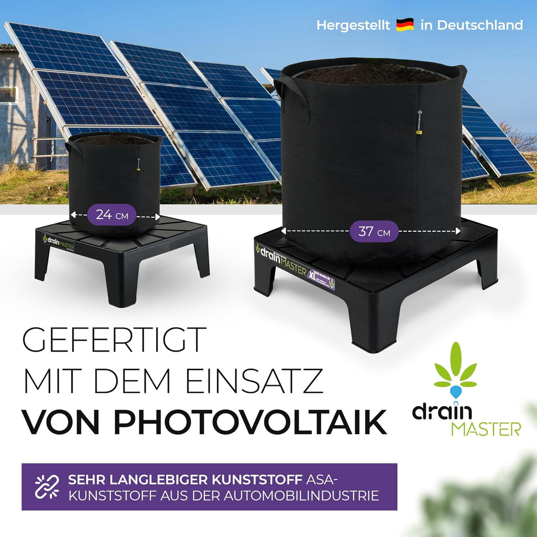 Blumentopf Untersetzer 38x38cm - 3er Set XL inkl. Ablaufwannen - Pflanzuntersetzer eckig Blumen Pfla