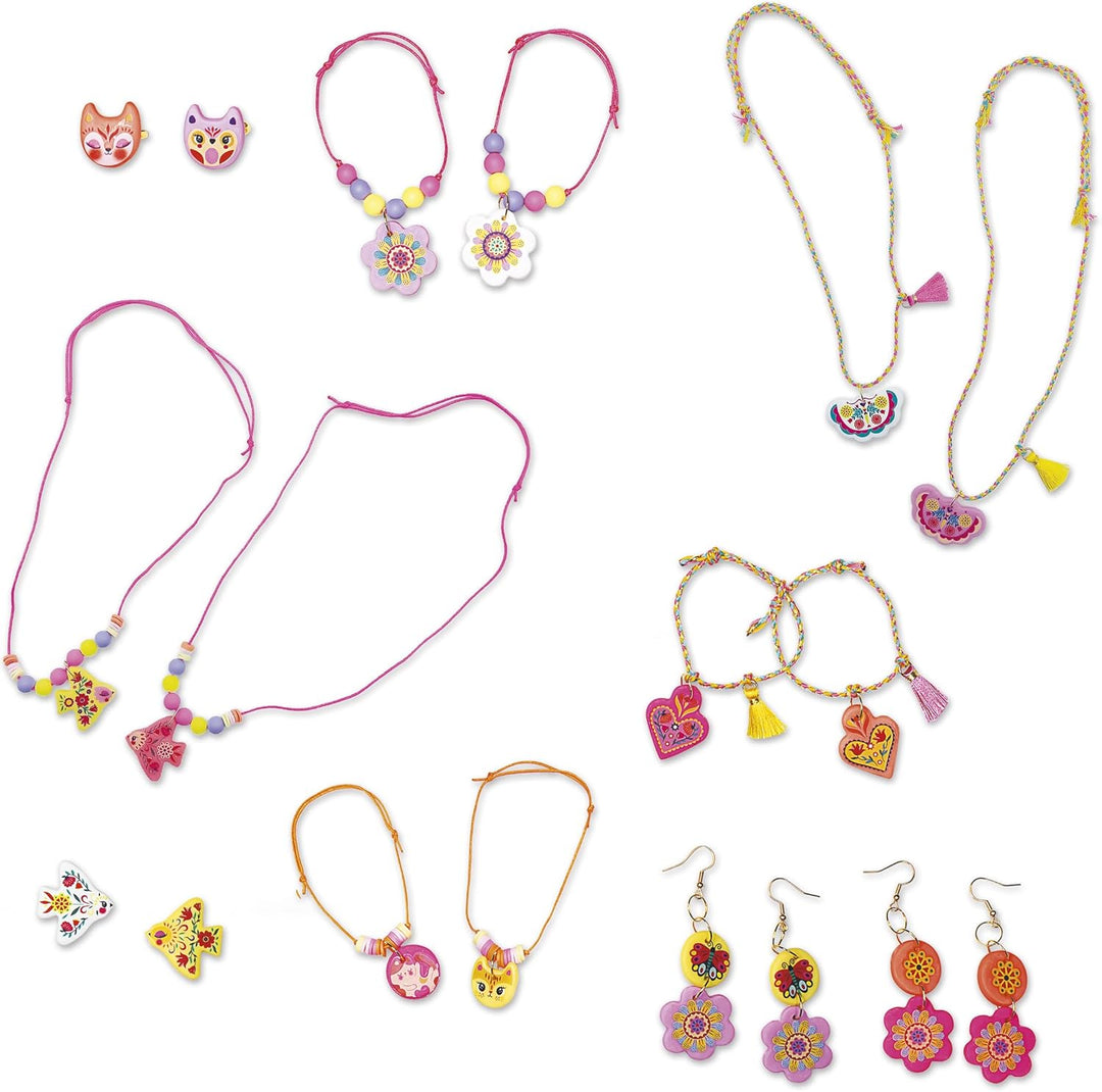 Janod J09186 Janod-16 Freundschaftsschmuck Polymer Charms zum Selbermachen-Bastelpackung-Fördert die