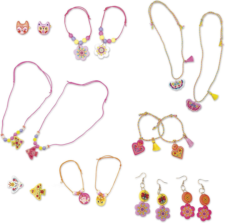 Janod J09186 Janod-16 Freundschaftsschmuck Polymer Charms zum Selbermachen-Bastelpackung-Fördert die