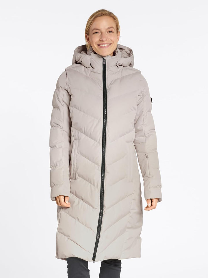 Ziener Damen Telse Winter-Mantel | warm, atmungsaktiv, wasserdicht, knielang (1er Pack) 44 Tall silv