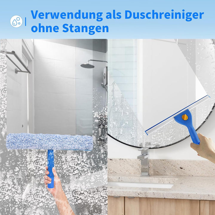 1,5m Fensterreiniger mit Langem Griff, 35cm Fensterabzieher und 38cm Fensterwischer als Kombi-Set, P