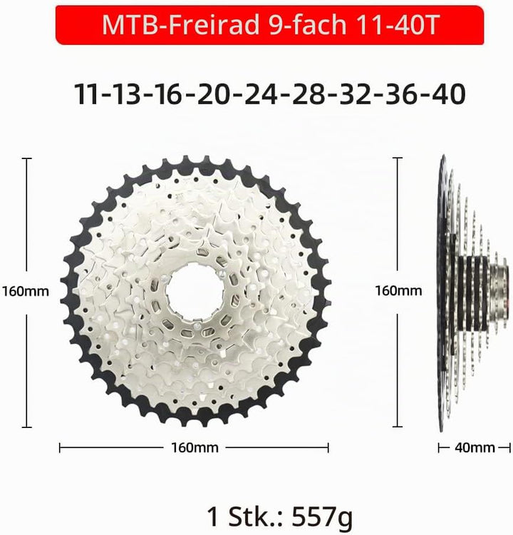 CYSKY 9 Fach Kassette 11-25T/11-28T/11-32T/11-36T/11-40T/11-42T MTB Kassette passend für Mountainbik