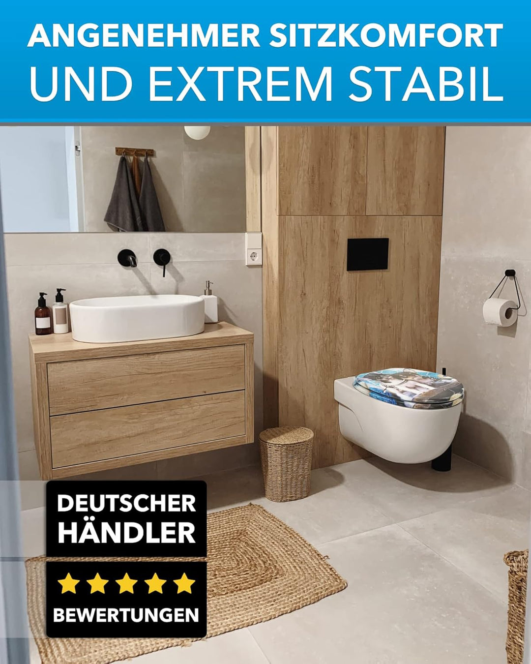 Xonic Design WC-Sitz - Premium Klo-Deckel - Toilettensitz mit Absenkautomatik - hochwertige Klobrill