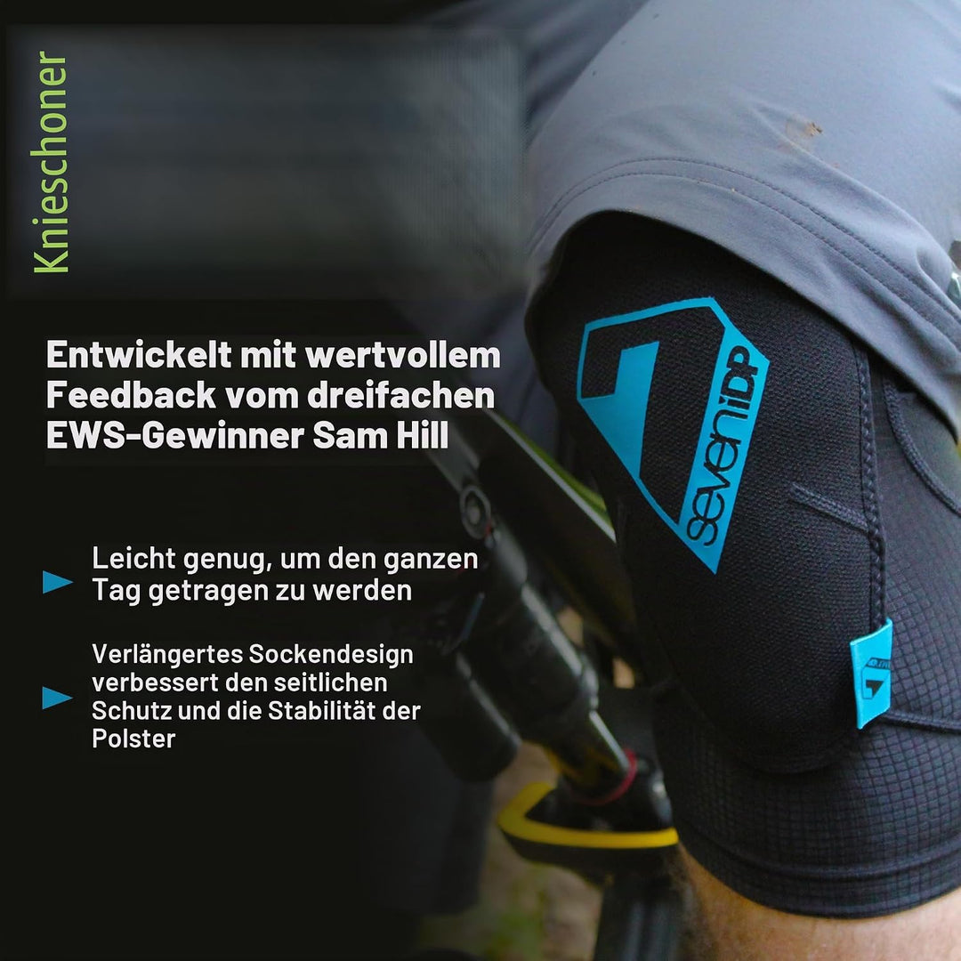 Seven Unisex – Erwachsene Knieschützer Sam Hill Lite Kniepolster, schwarz, L