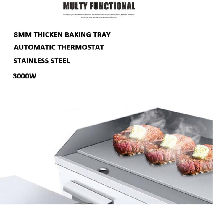 Elektrische Grillplatte, professionell, 3 kW, Tischgrill, multifunktional, Innengrill aus Edelstahl